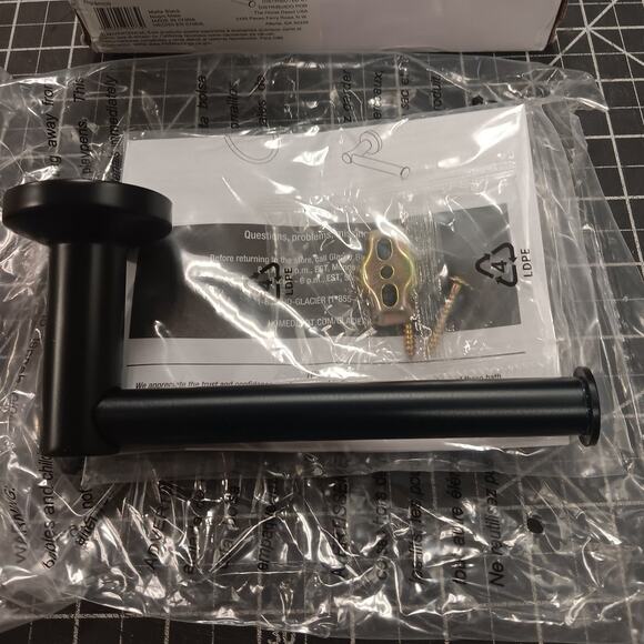 Glacier Bay Dorind Single Post Toilet Paper Holder in Matte Black - Picture 2 of 4